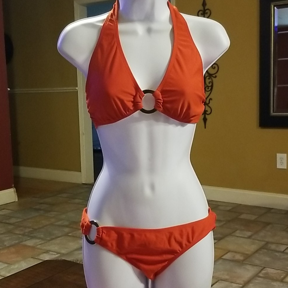 🌺Halter o-ring orange Bikini